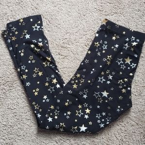 Girls black with silver and gold star leggings